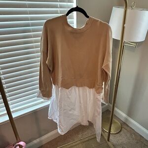 Tan and White Layered Sweater Top